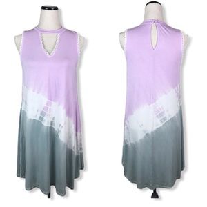 Andree sleeveless keyhole dip dye dress